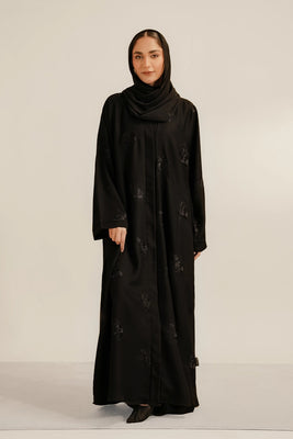 Basic Embroidered Abaya Set | Black