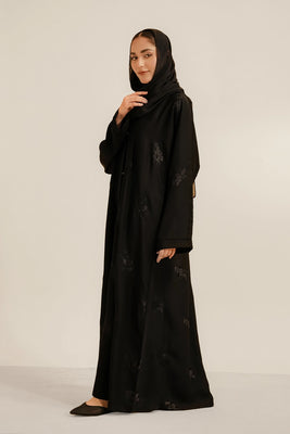 Basic Embroidered Abaya Set | Black