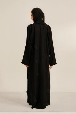 Basic Embroidered Abaya Set | Black