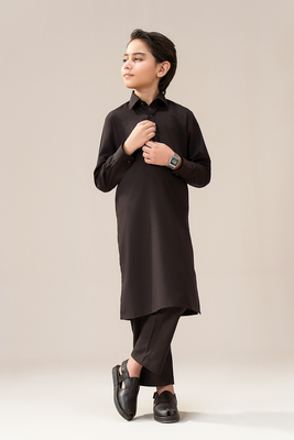 Boys - Kameez Trouser | Chocolate Brown