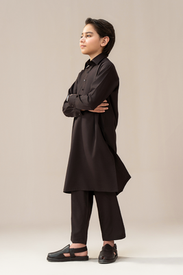 Boys - Kameez Trouser | Chocolate Brown