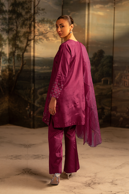 Royal Plum | Embroidered Raw Silk