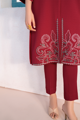 Embroidered 3PC | Deep Red