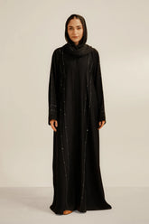 Embellished Hareer Abaya Set | Black