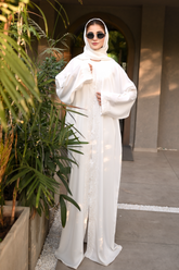 Embroidered Abaya Set | Off White