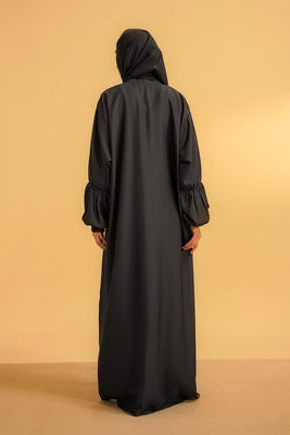 Basic Gathered Sleeves Abaya | Grey