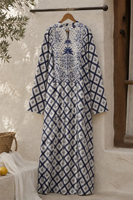 Indigo Lattice Kaftan