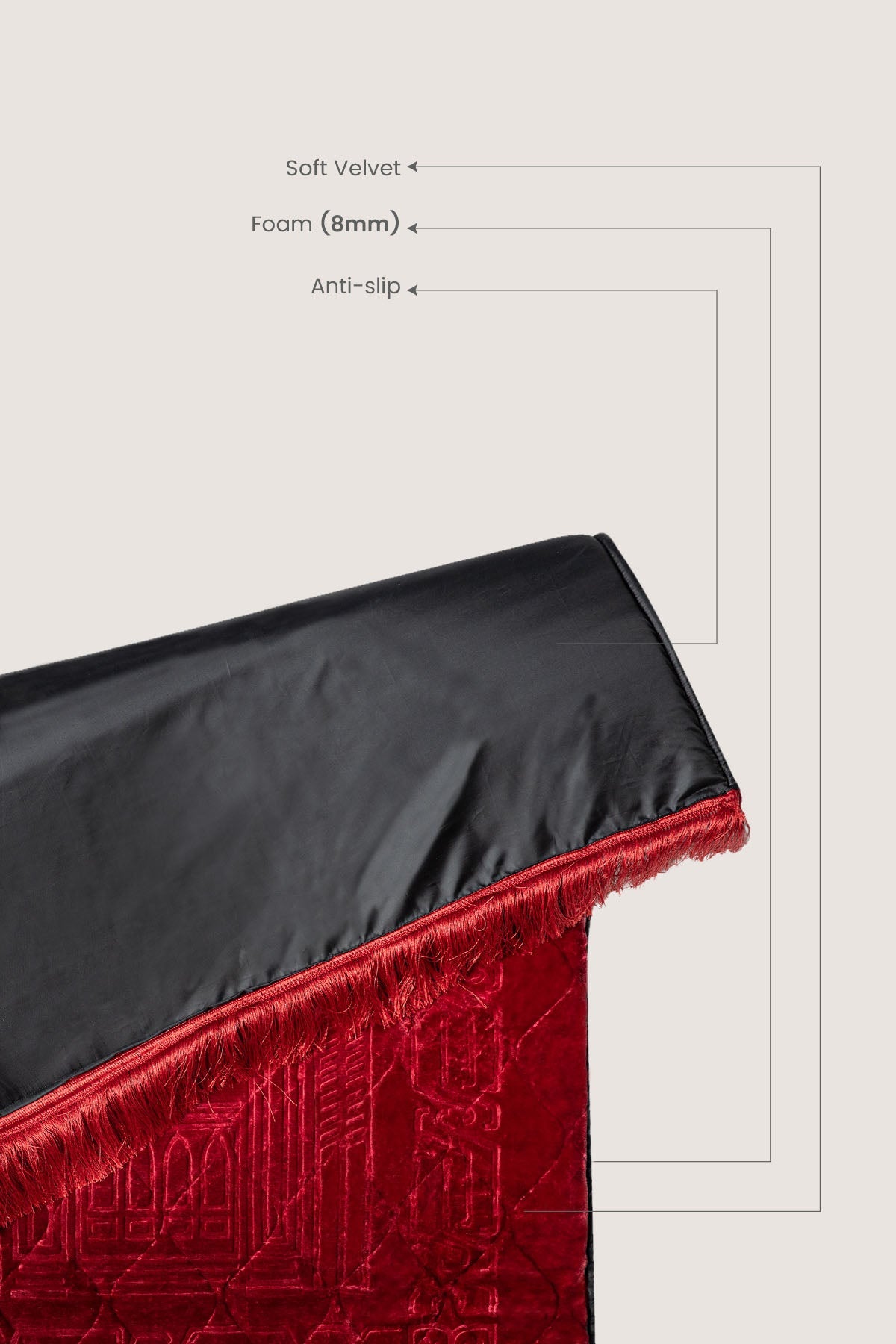 Prayer Mat Pure Elegance | Maroon | Cushioned