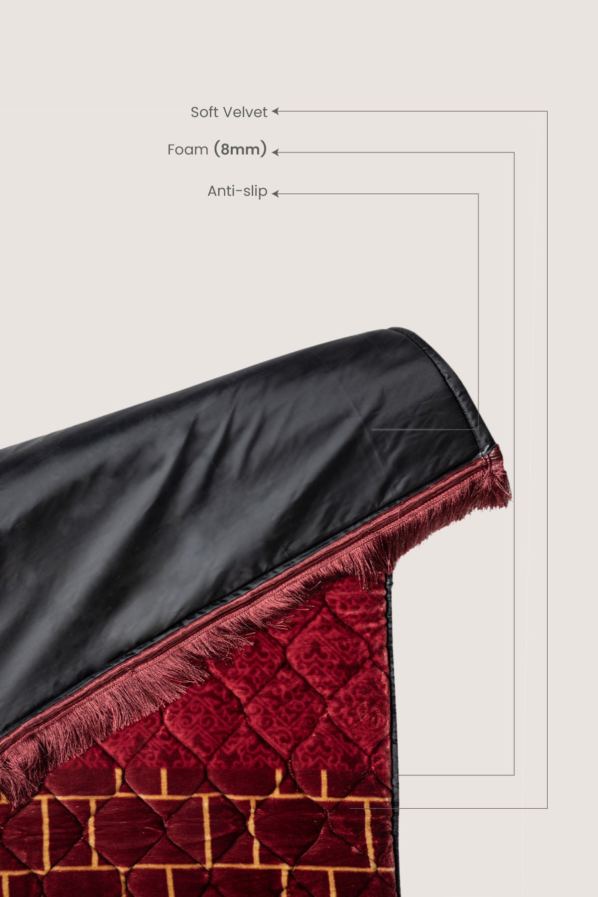 Prayer Mat Timeless Grace | Maroon | Cushioned