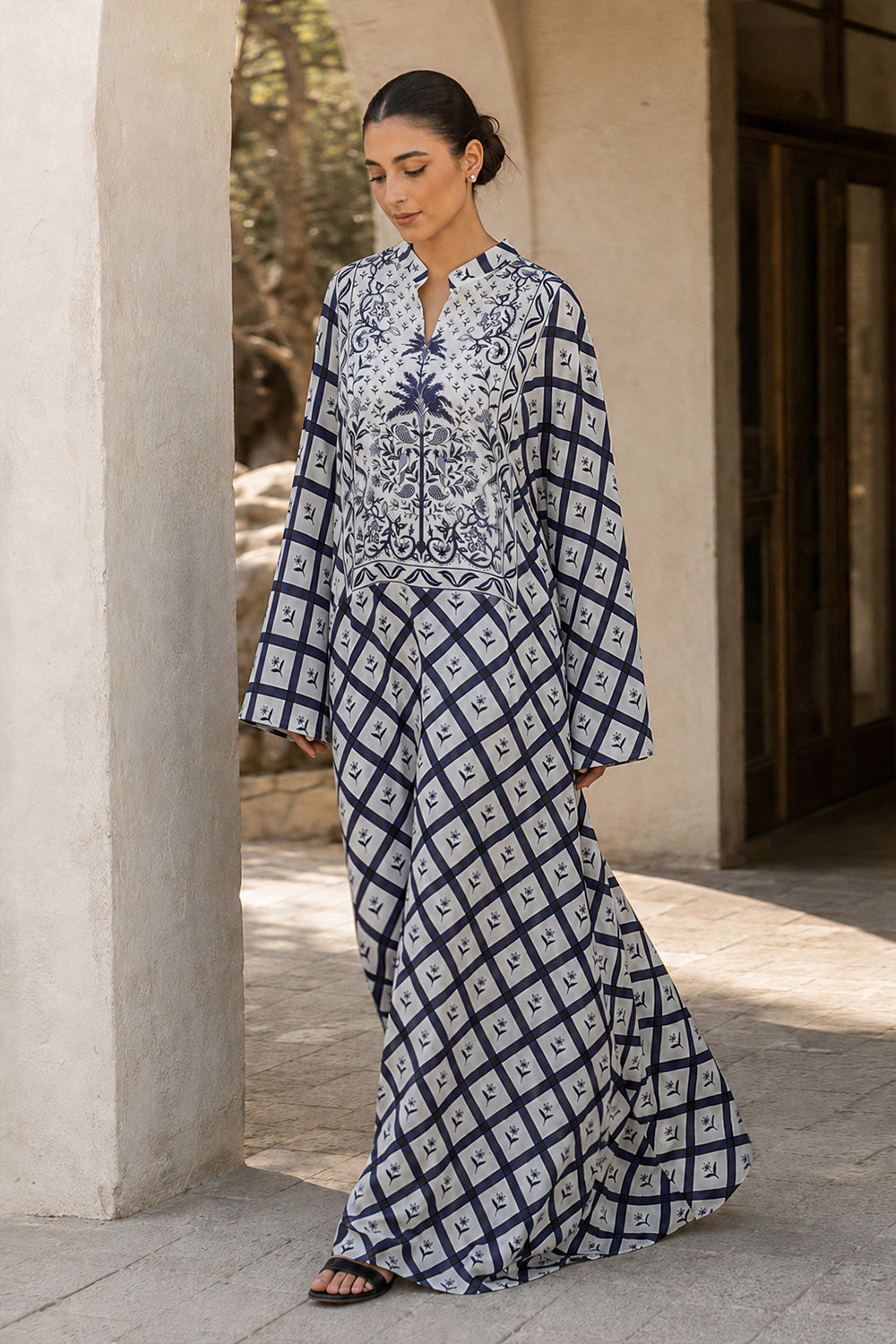 Indigo Lattice Kaftan