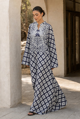 Indigo Lattice Kaftan