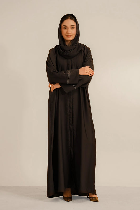 Basic Diamante Abaya Set | Brown 1000