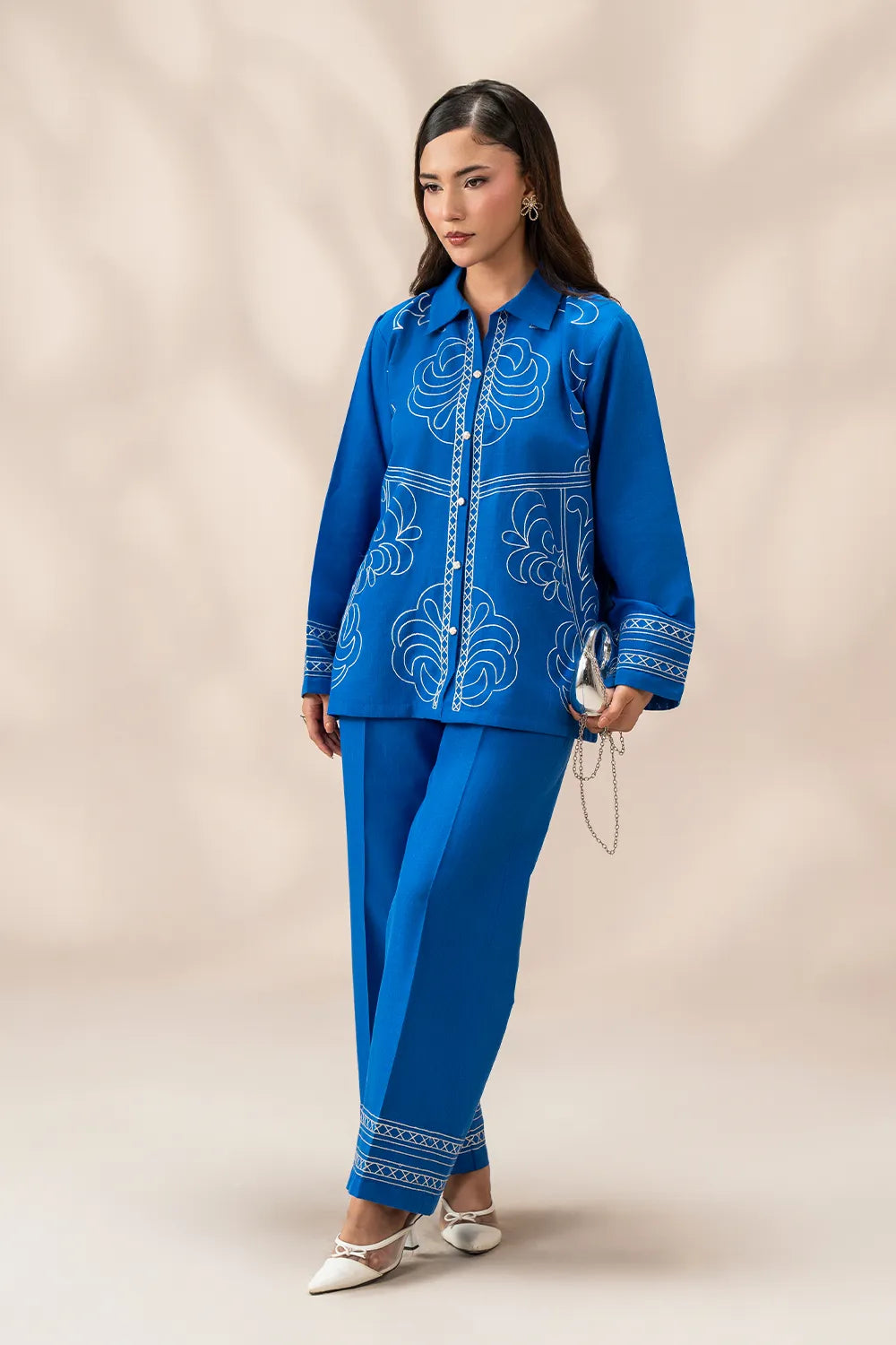 Bellina — Cobalt Embroidered Co-ord Set