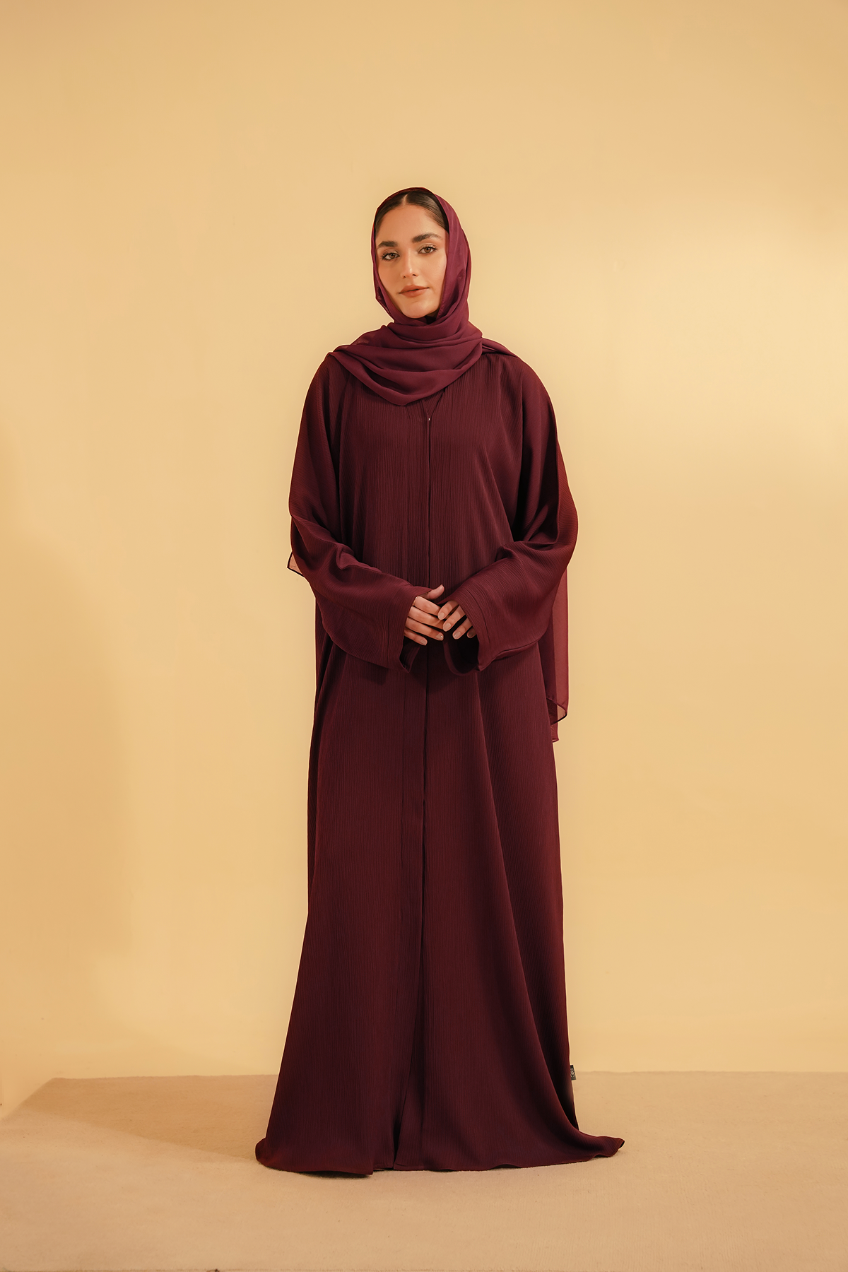 Textured Abaya | Maroon