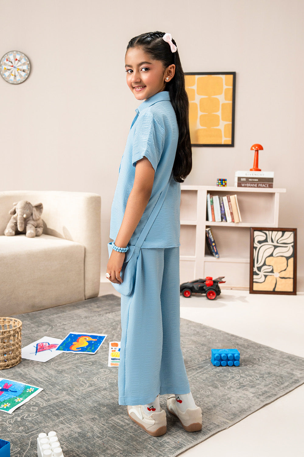 Girls - Textured Co-ords | Sky Blue