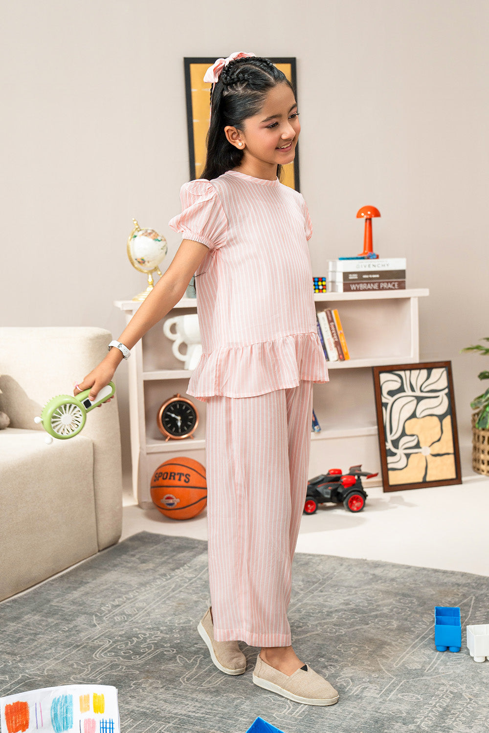 Girls - Striped Co-ords | Pink