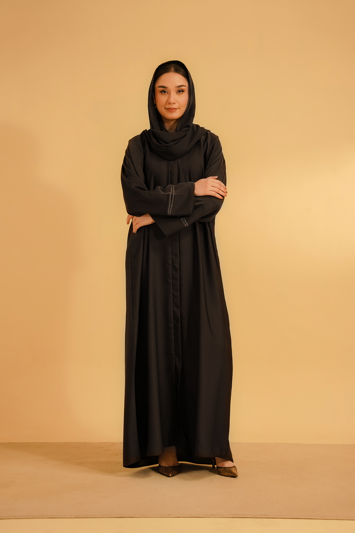 Basic Diamante Abaya | Brown