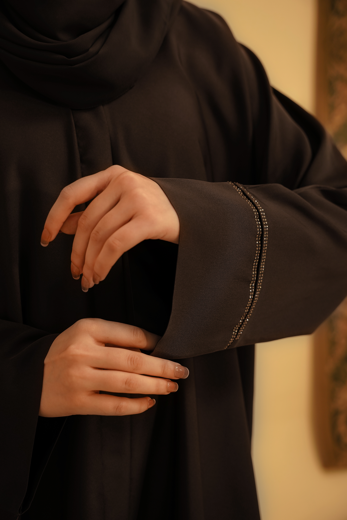 Basic Diamante Abaya | Brown