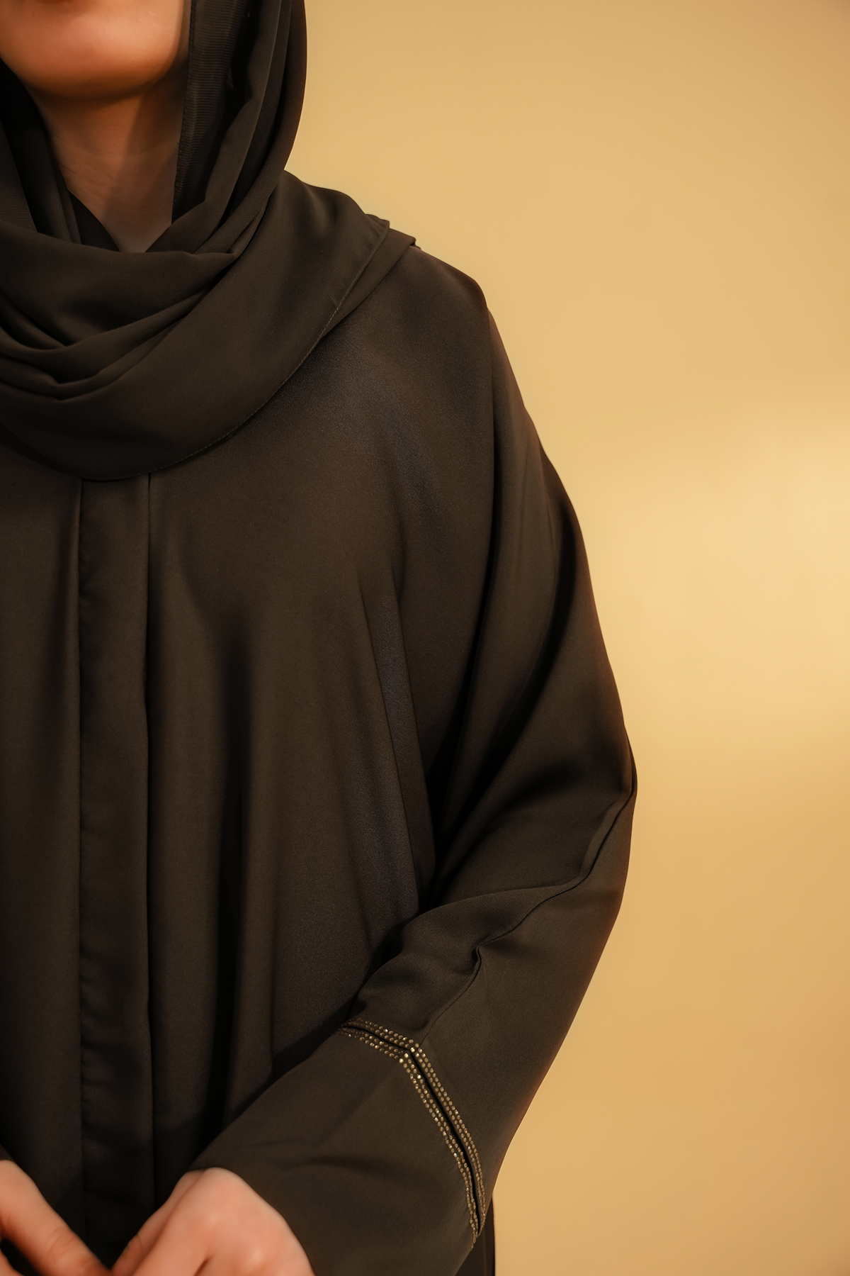 Basic Diamante Abaya | Brown
