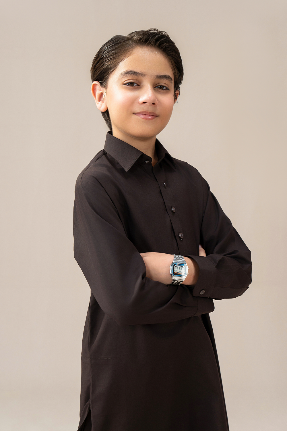 Boys - Kameez Trouser | Chocolate Brown