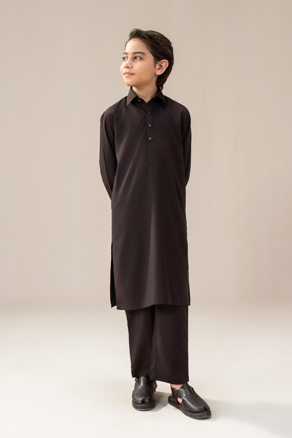 Boys - Kameez Trouser | Chocolate Brown