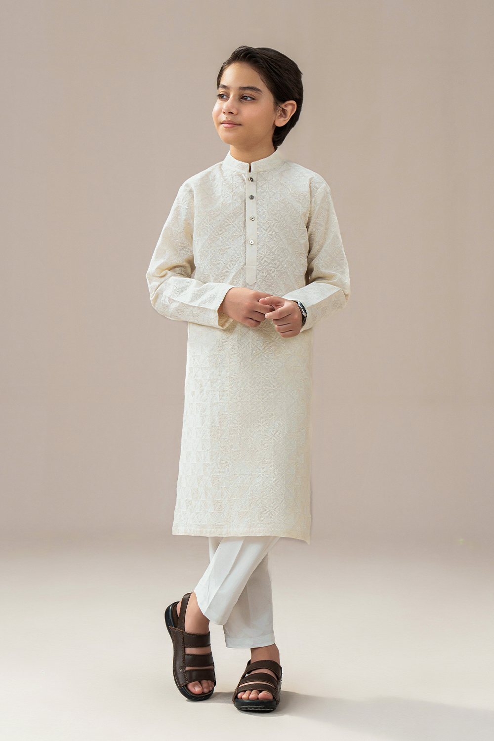 Boys - Chikankari Kurta Trouser | Off-White