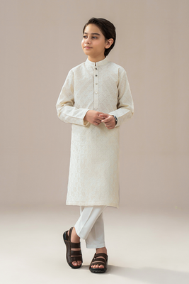 Boys - Chikankari Kurta Trouser | Off-White
