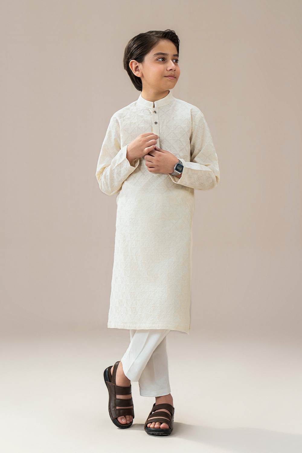 Boys - Chikankari Kurta Trouser | Off-White