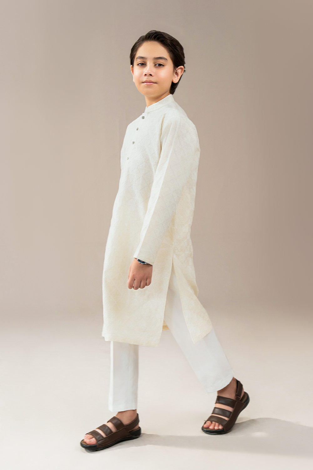 Boys - Chikankari Kurta Trouser | Off-White