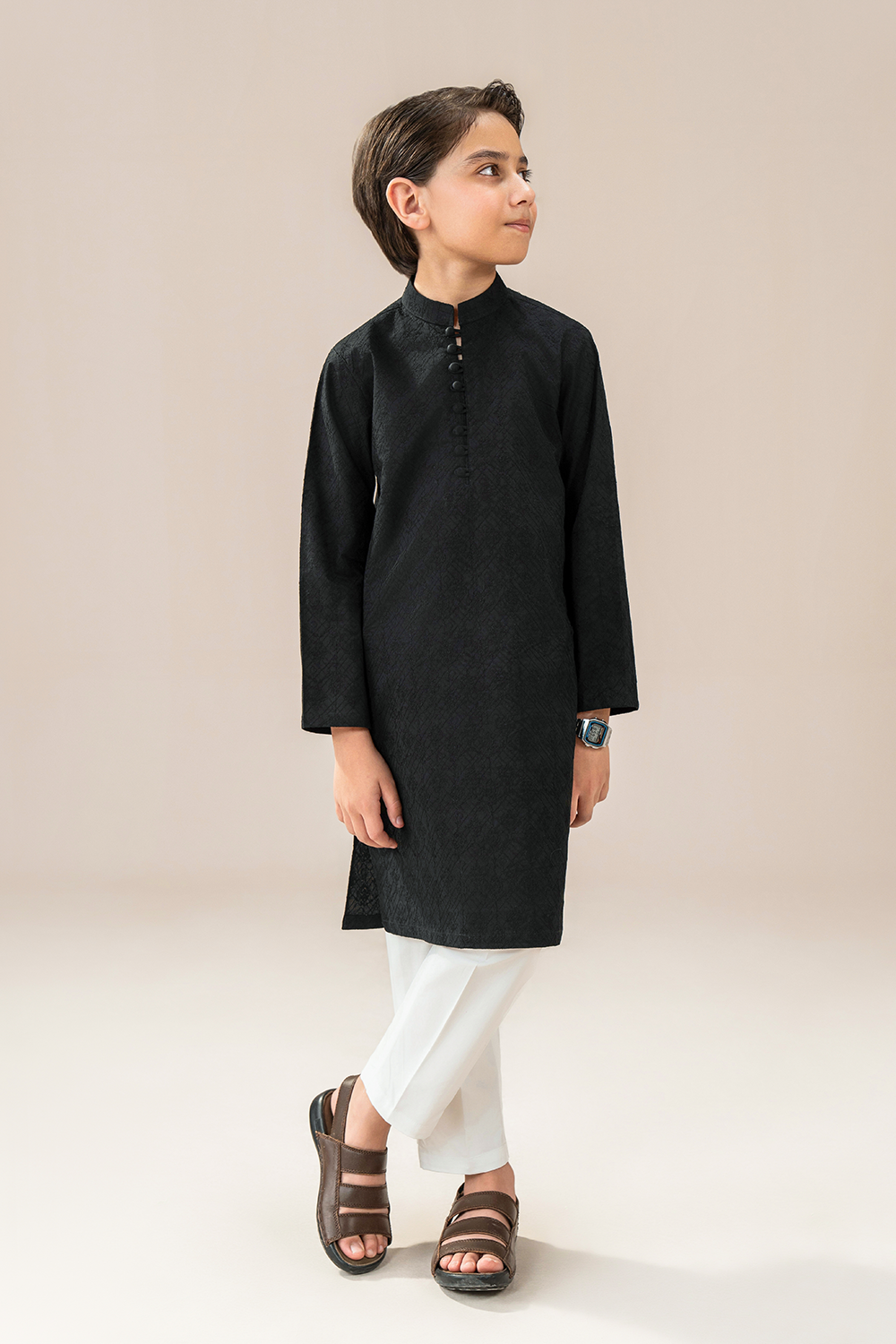 Boys - Chikankari Kurta Trouser | Black