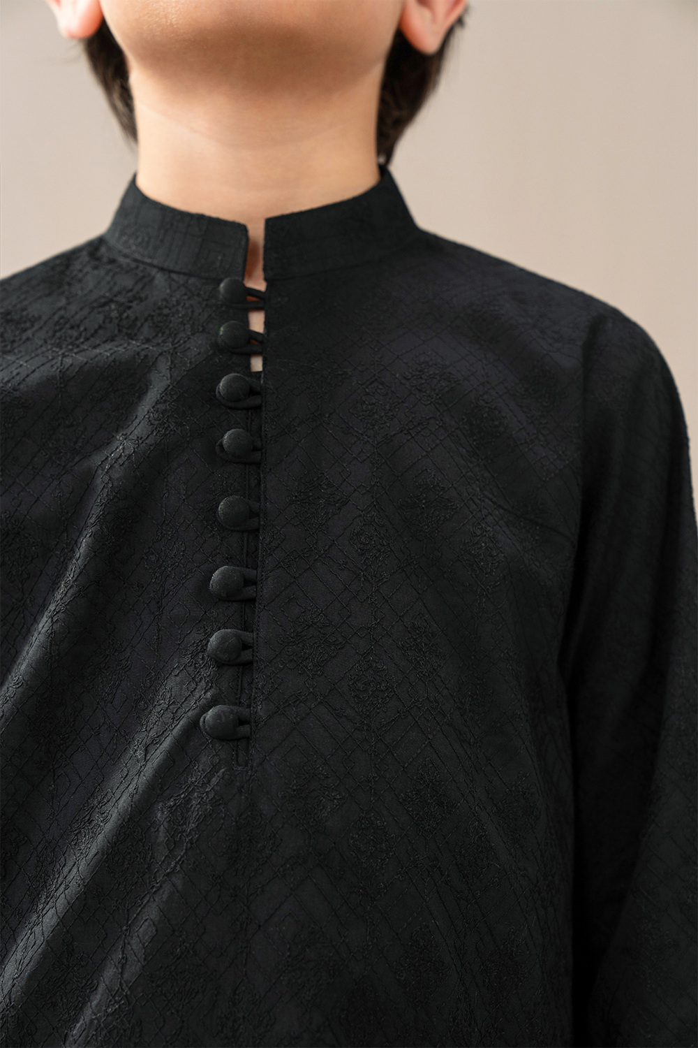 Boys - Chikankari Kurta Trouser | Black