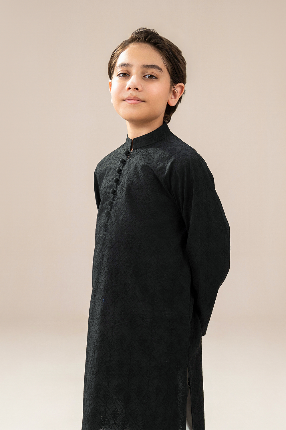 Boys - Chikankari Kurta Trouser | Black