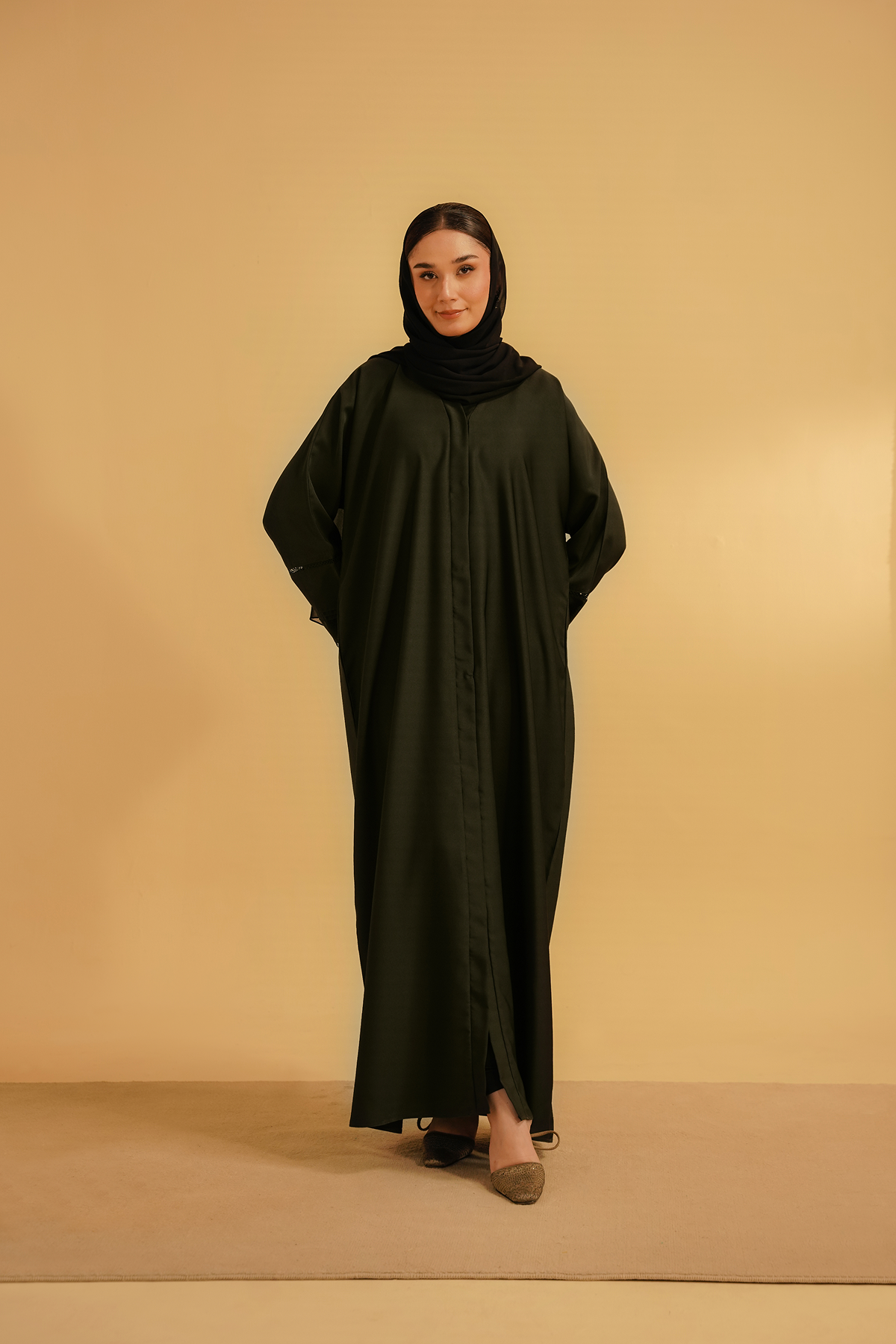 Basic Pleat Abaya | Dark Green