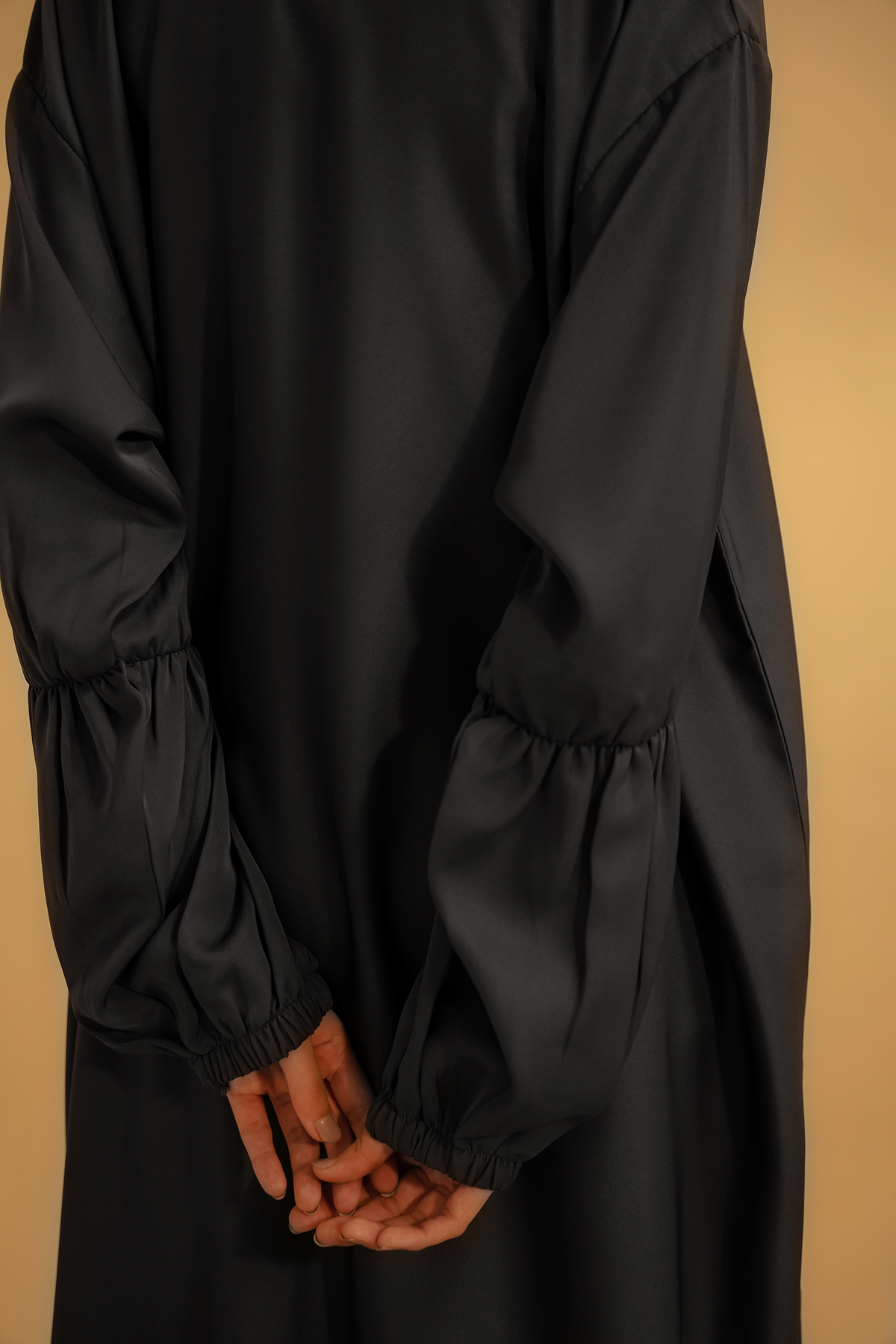 Basic Gathered Sleeves Abaya | Grey