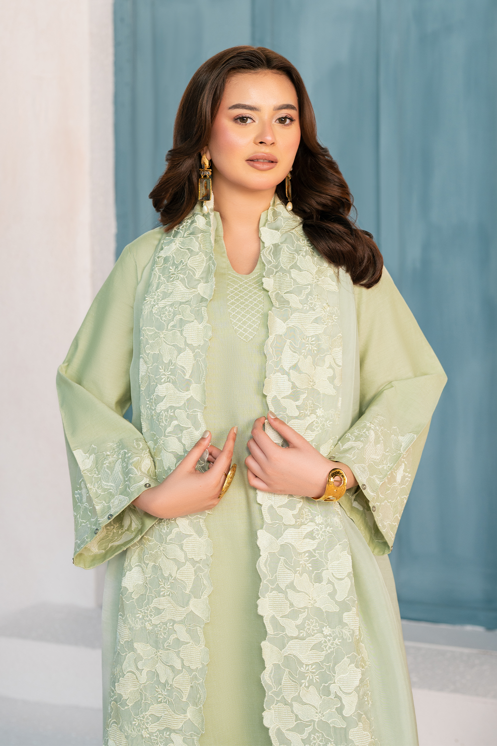 Embroidered 3PC | Mint Green