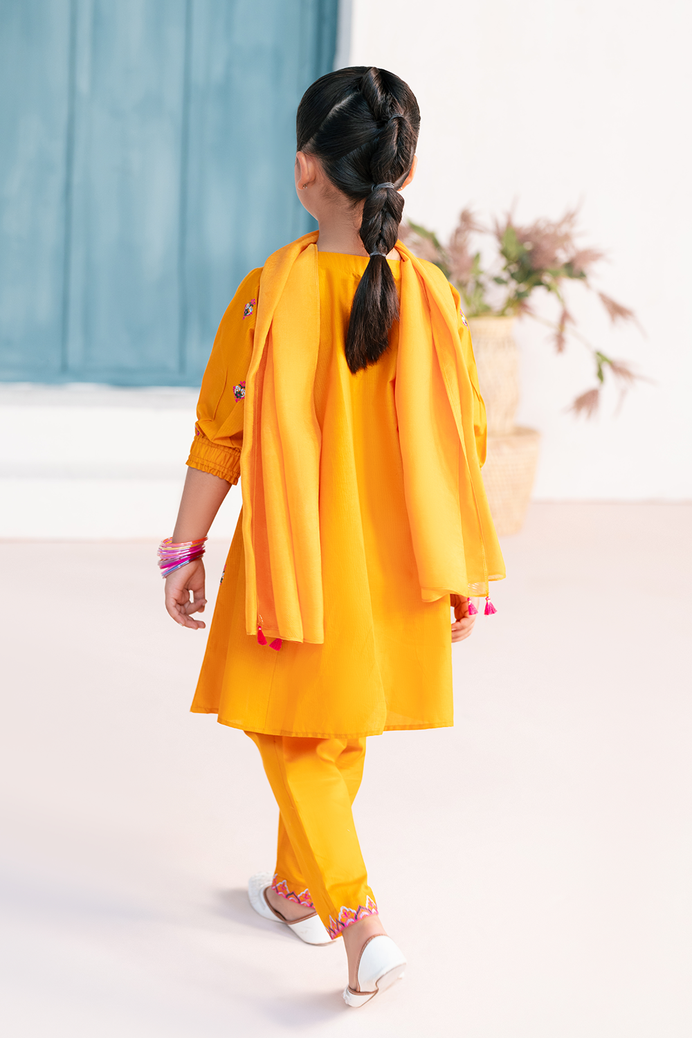 Embroidered 3Pc | Marigold Orange