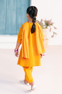 Embroidered 3Pc | Marigold Orange