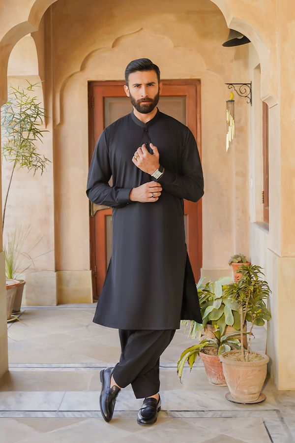 SHALWAR KAMEEZ FOR MEN | JET BLACK