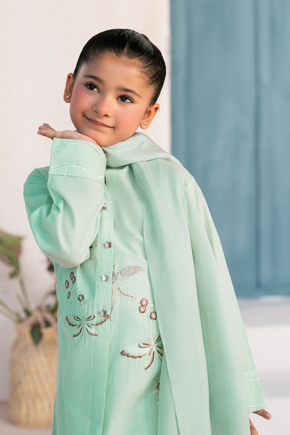 Embroidered 3PC | Seafoam