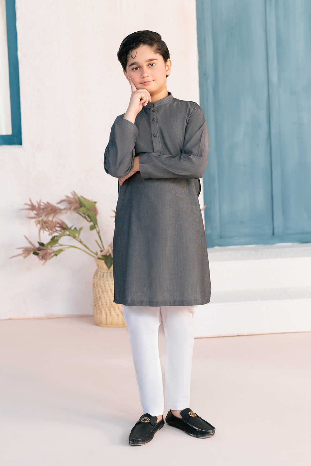 Charcoal Grey | Kids - Kurta Trouser