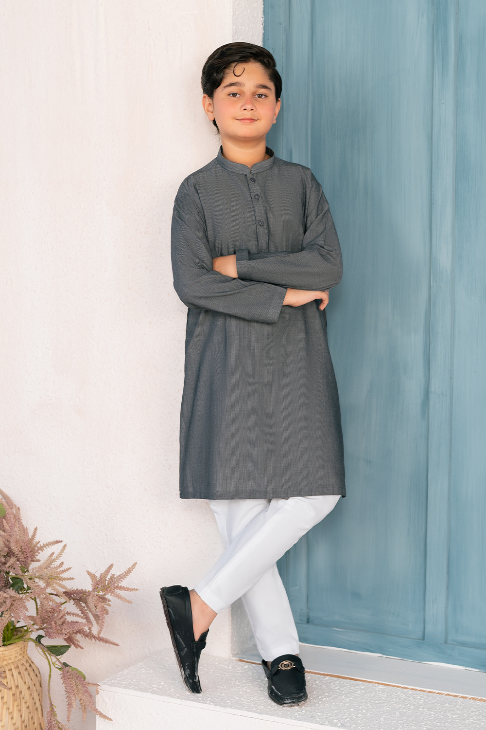 Charcoal Grey | Kids - Kurta Trouser