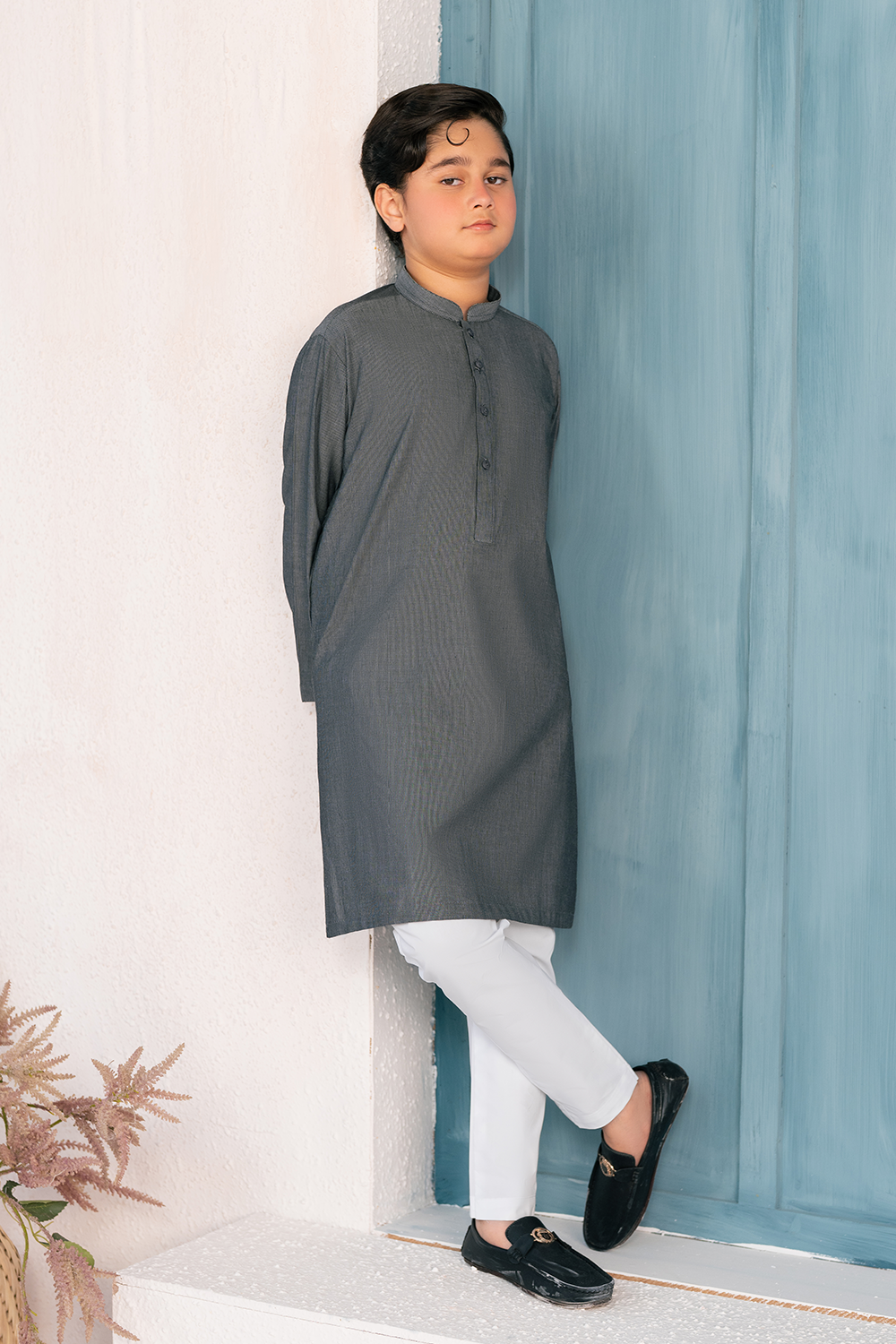 Charcoal Grey | Kids - Kurta Trouser