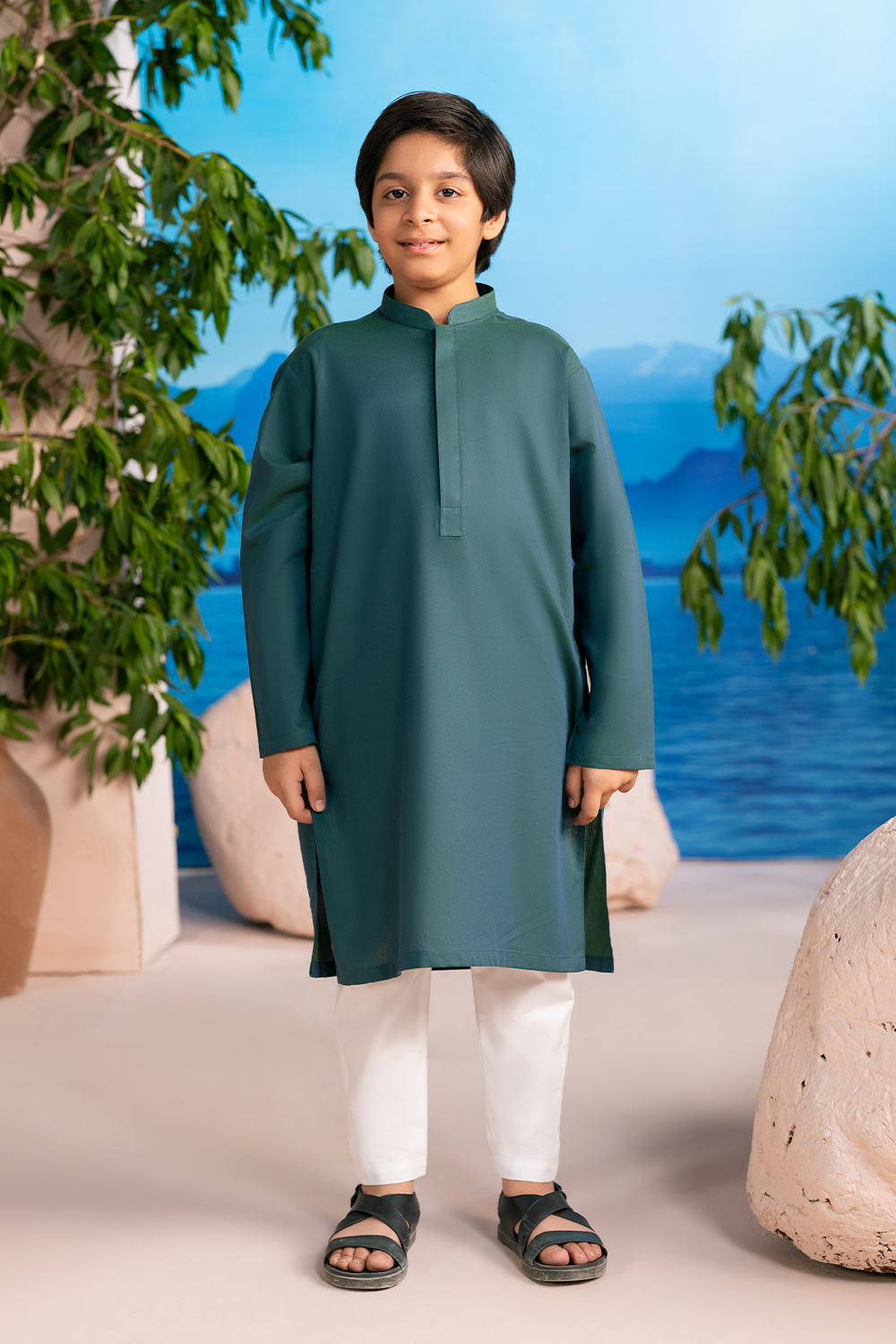 Deep Pine Green | Kids - Kurta Trouser