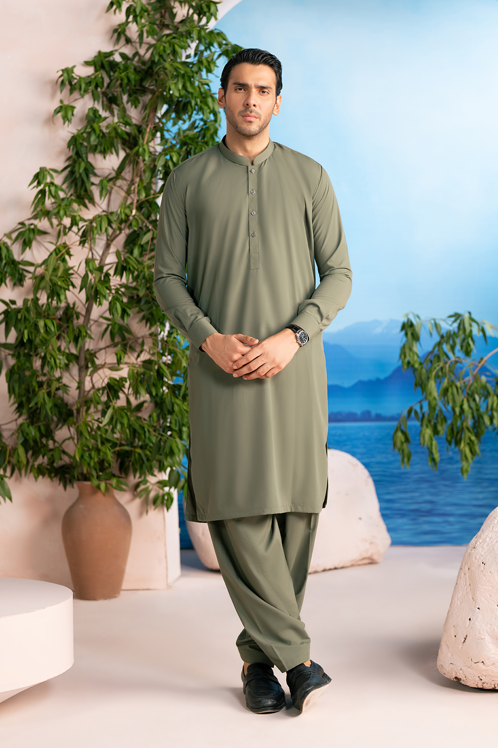 Olive Green | Shalwar Kameez