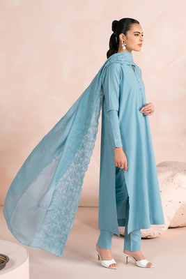 Embroidered 3PC | Lilly Blue