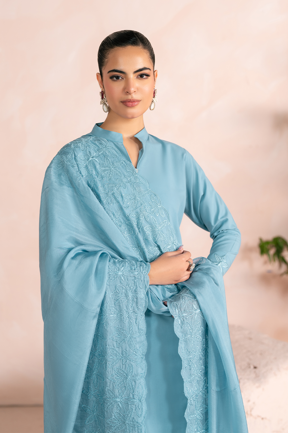 Embroidered 3PC | Lilly Blue