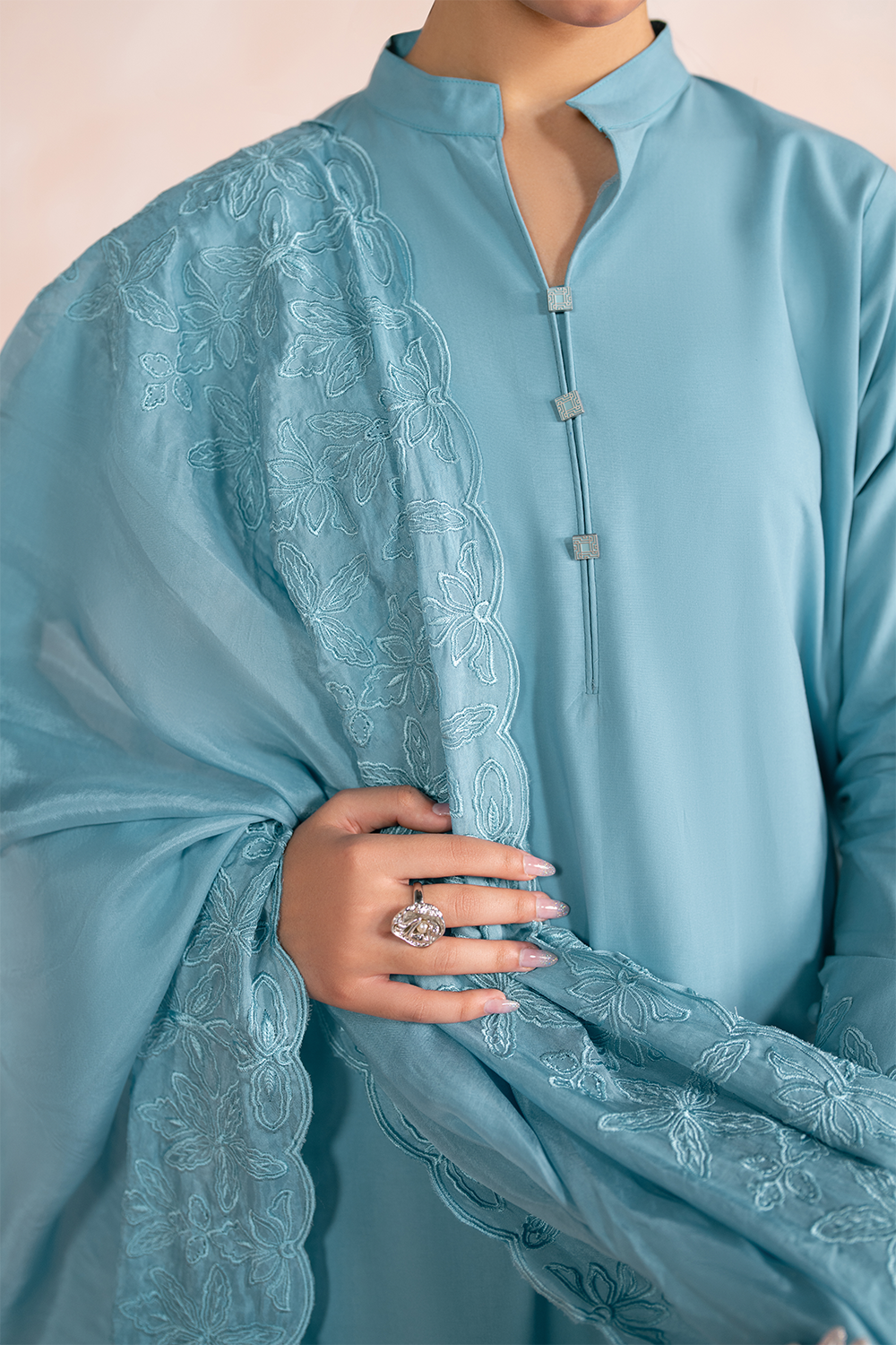Embroidered 3PC | Lilly Blue