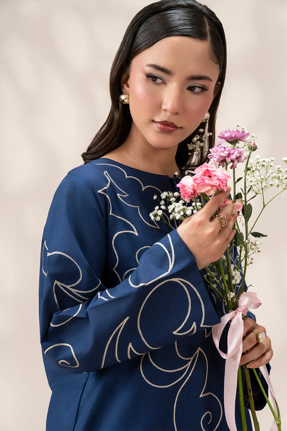 Dahlia — Navy Embroidered Co-ord Set