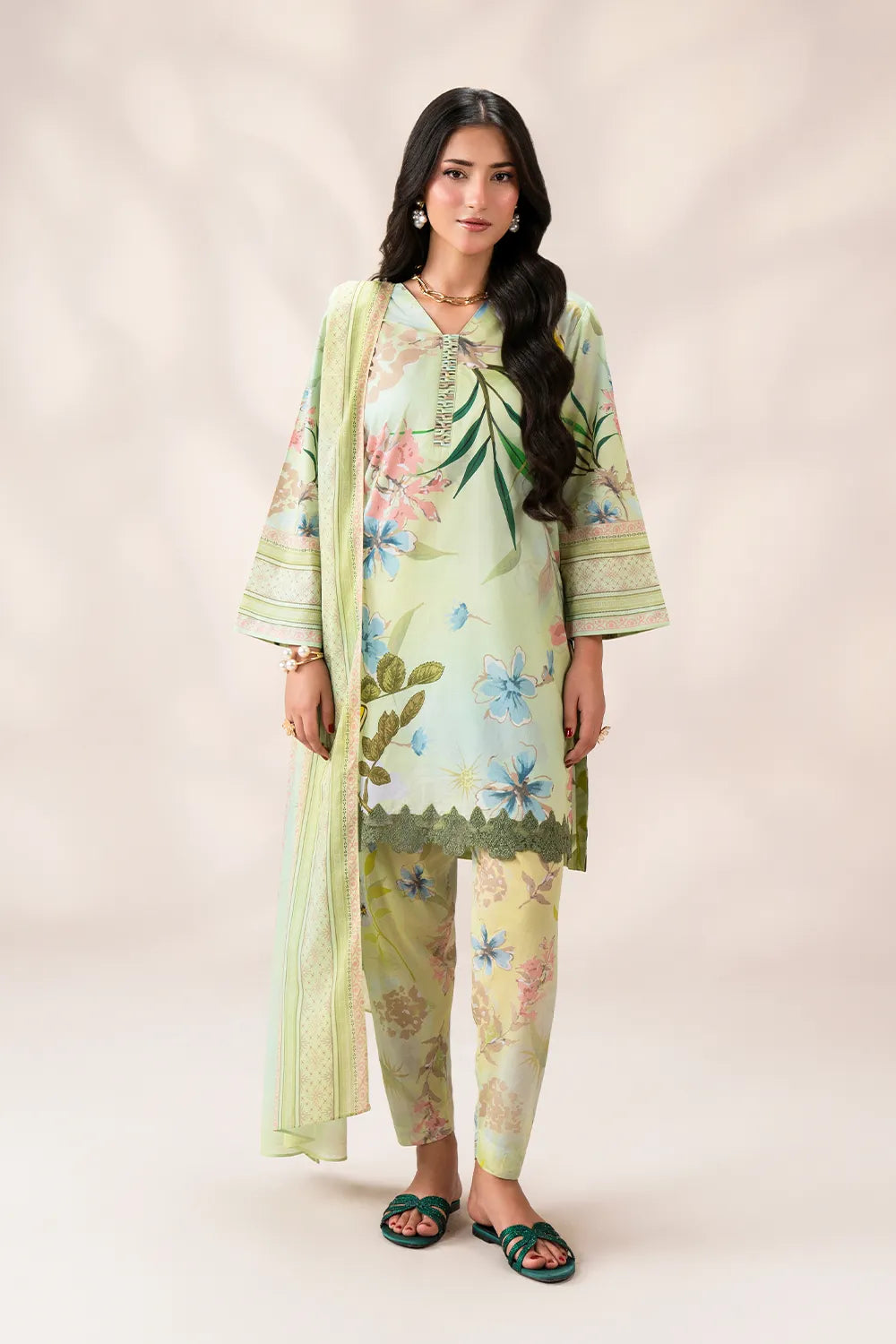 Elara — Mint Floral 3-Piece Set