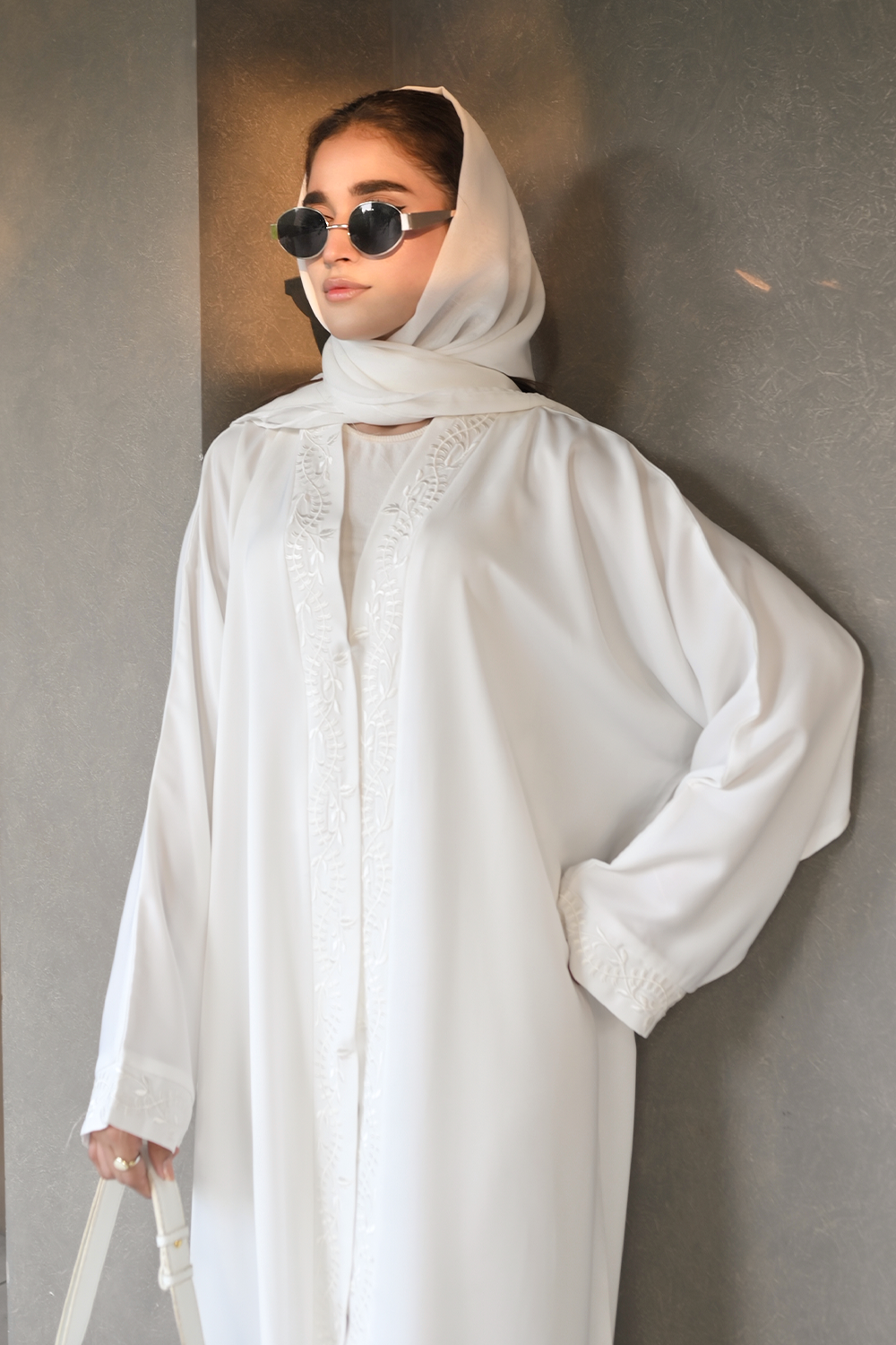 Embroidered Abaya Set | Off White